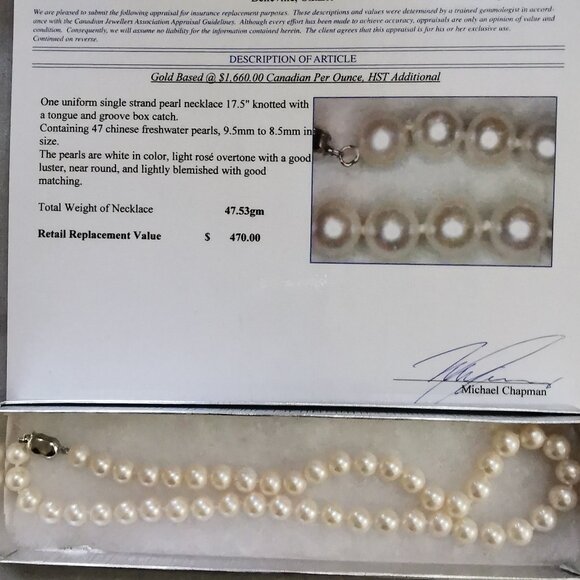 Pearl Necklace with Appraisal - Picture 5 of 7